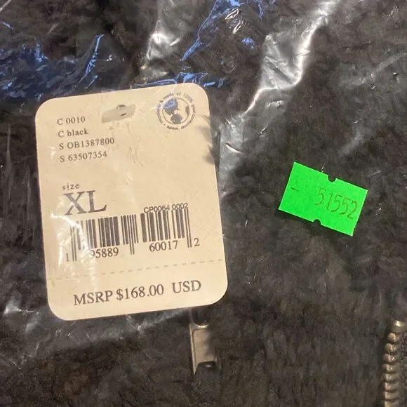 Free People Women's Black Faux Fur Full Zip Cozy Slouchy Moto Jacket Size XL - Picture 15 of 15